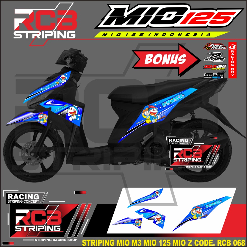 STRIPING MIO M3 /Z / 125/ STIKER VARIASI DORAEMON YAMAHA MIO M3 / MIO 125 / MIO Z RCB 068