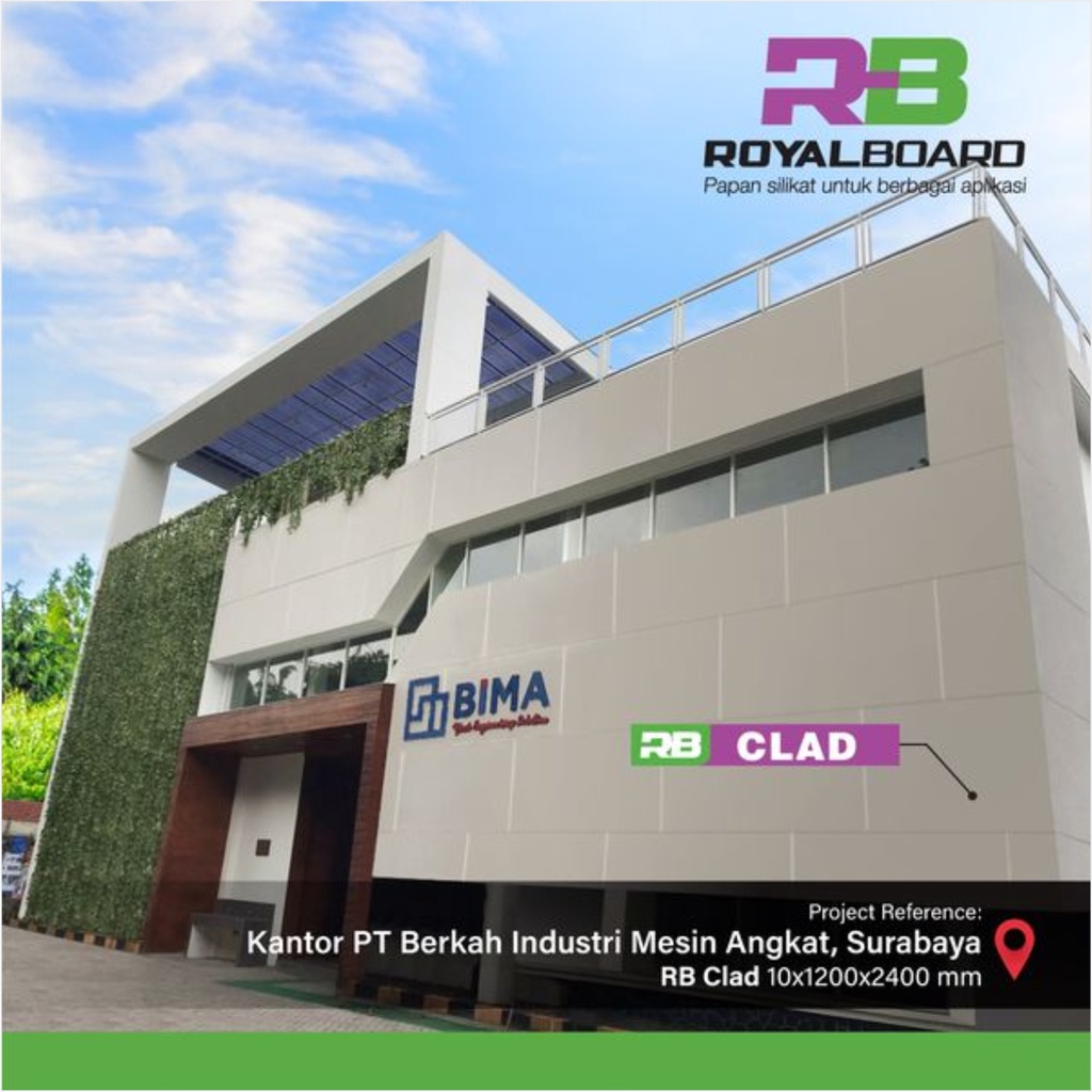 Royalboard Clad Metric Papan Silikat / Dinding Luar / Cladding / Partisi / GRC Sekat Lembaran 1,2m x 2,4m Tebal