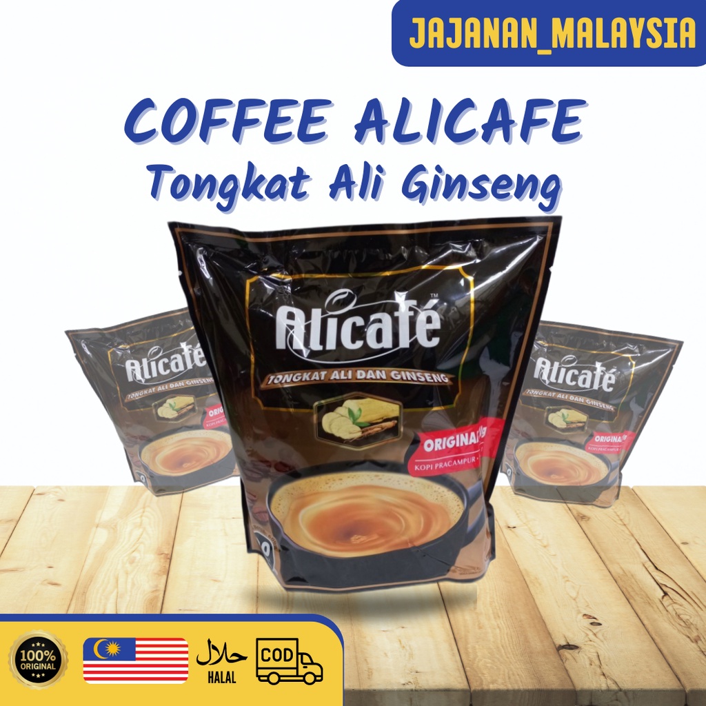 Coffee  Alicafe Tongkat Ali dan gingseng Original Instant 3in 1 isi 20 Sachet Malaysia Berat 600gr P