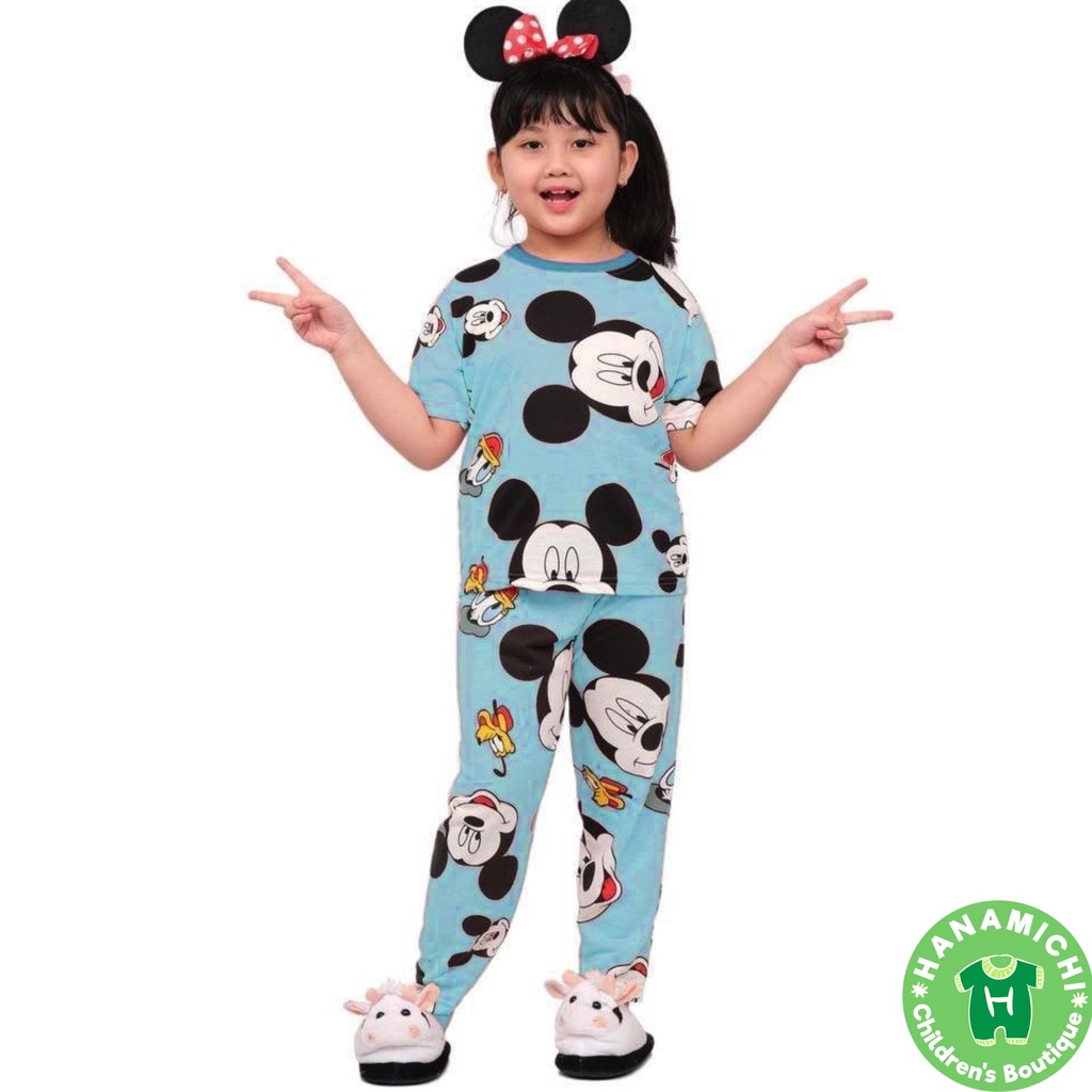 Hanamichi FIGO.CP Setelan Piyama Baju Tidur Anak Lengan Pendek Motif Kartun