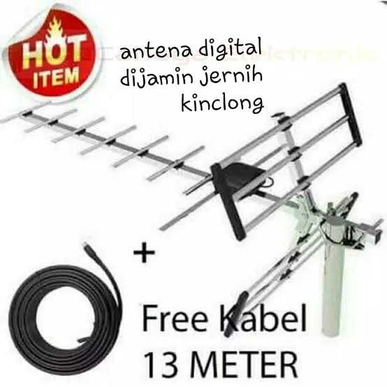 Antena antene TV digital + Kabel Jek 13m NK HD009 Solid Alumunium