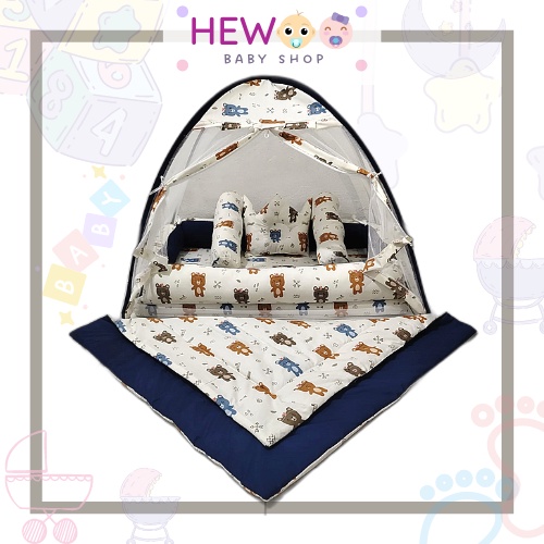 KASUR BAYI SET KELAMBU PLUS BEDCOVER LENGKAP MOTIF TERBARU