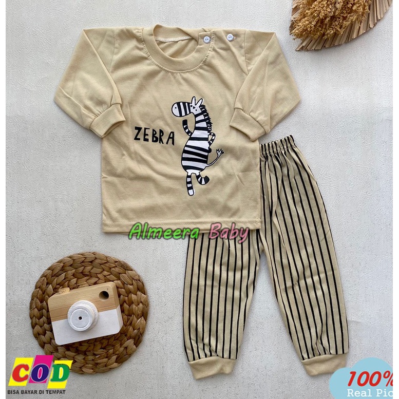 Setelan Baju Bayi Piyama Bayi Lengan Panjang Kancing Pundak Usia 3-12 Bulan Almeera Baby and Kids