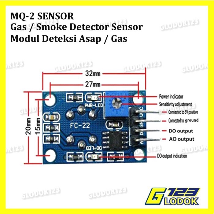 MQ-2 MQ2 Sensor Deteksi Asap Gas Elpiji LPG Buthane Hydrogen Arduino