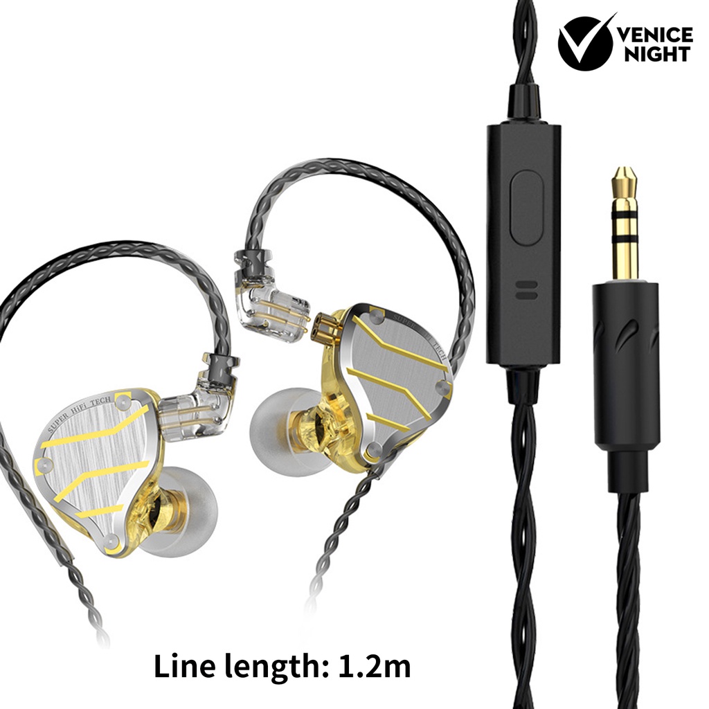 (VNEP) (Berkabel) QKZ ZXN Headset Kejernihan Tinggi Suara Ergonomis TPE Silikon Kebisingan Membatalkan In-ear Earphone untuk Monitor