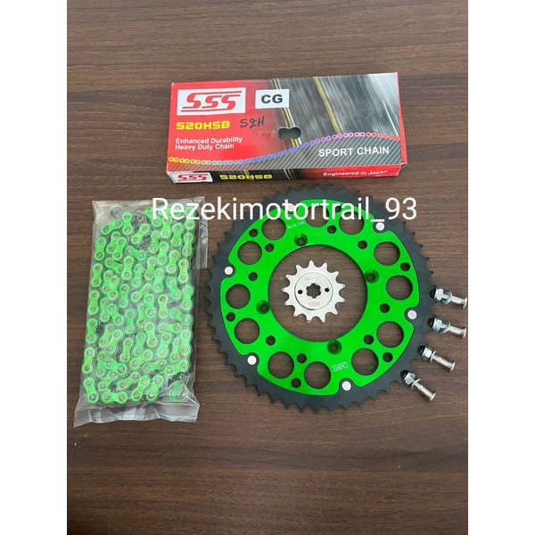 Gear Set 520 ROZ Hijau KLX 150 D Tracker 150 KLX 140 PNP Gear Paket 520 KLX 150 D Tracker 150