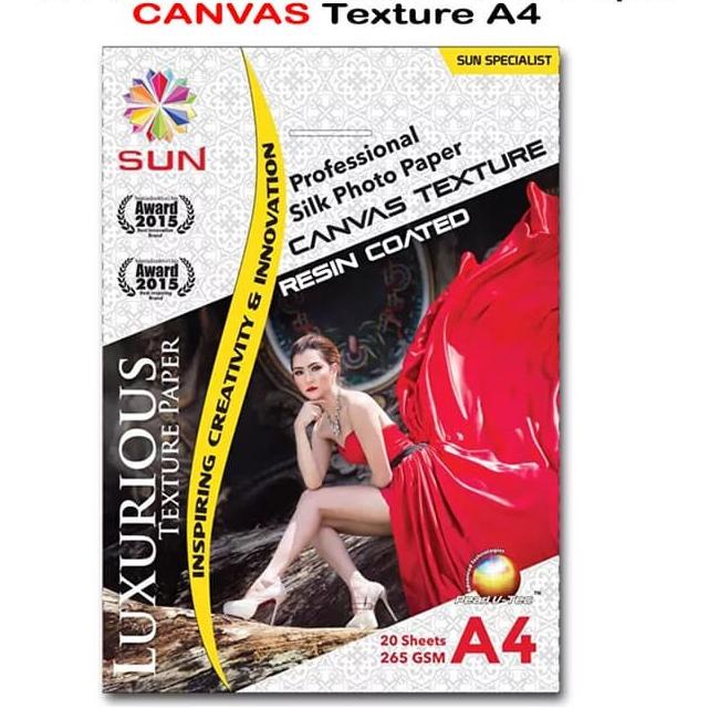 

Kertas Foto - SUN Professional Silk Photo Paper 265 A4 CANVAS Texture - Watermark SUN