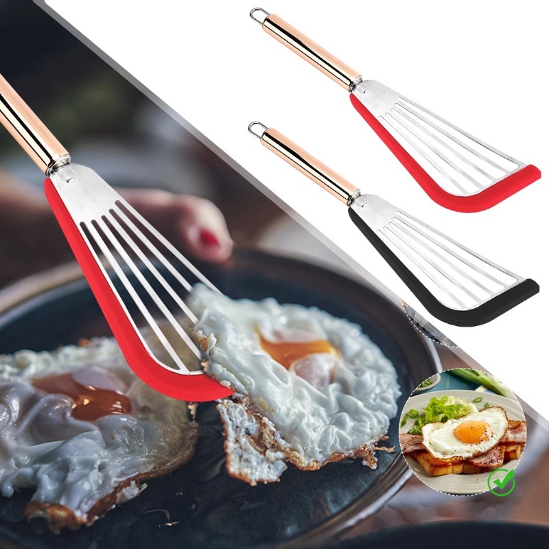 Spatula Masak Pancake / Telur Goreng / Steak / Ikan Bahan Stainless Steel Anti slip / Lengket