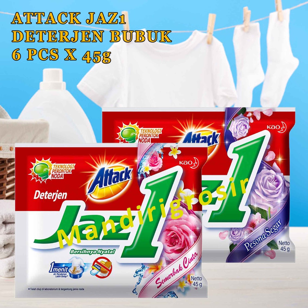 Deterjen Bubuk * Attack Jaz 1 * Semerbak Cinta * Pesona Segar * 6pcsX45g