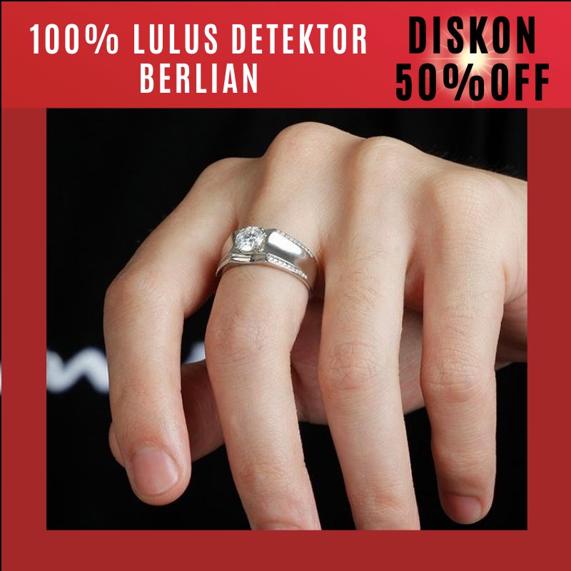 【 100% asli moissanite, bisa jual kembali toko emas lain】Queen Jewel Cincin Pertunangan Pria 1 Ct Mo