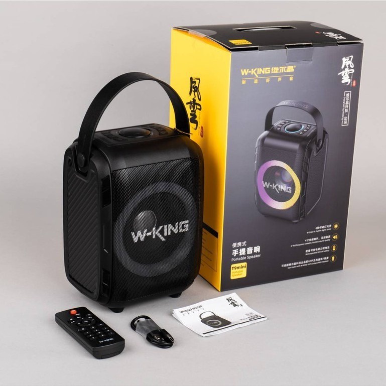 WKING T9S TWS Speaker Mini Karaoke Bluetooth Microphone Wireless Portable 1 MIC W-King Super Bass Travelling Party