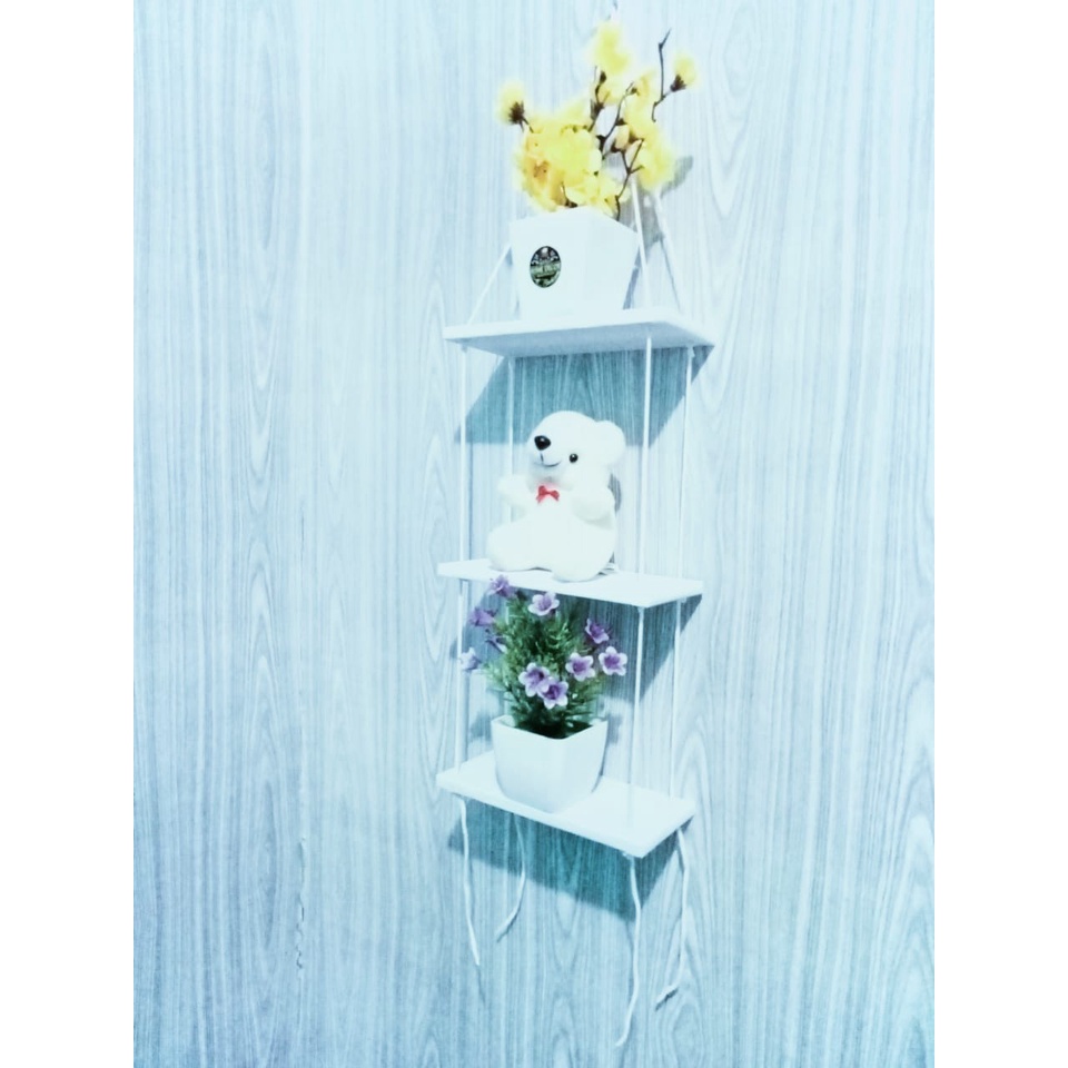 RAK DINDING TALI GANTUNG MINIMALIS MODEL 3 SUSUN UKURAN 20x10x2cm/RAK SERBAGUNA/RAK FURNITUR /RAK TE