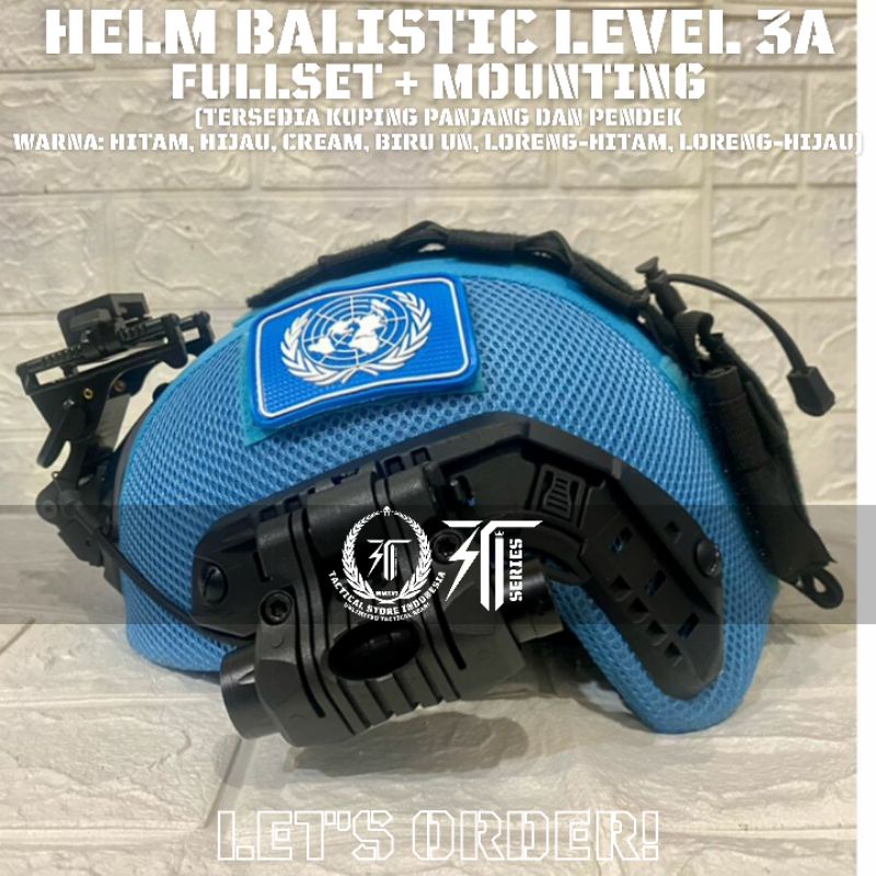 Helm Tactical Balistic Level 3A Fullset + Mounting NVG + Mounting Senter + Senter Swat