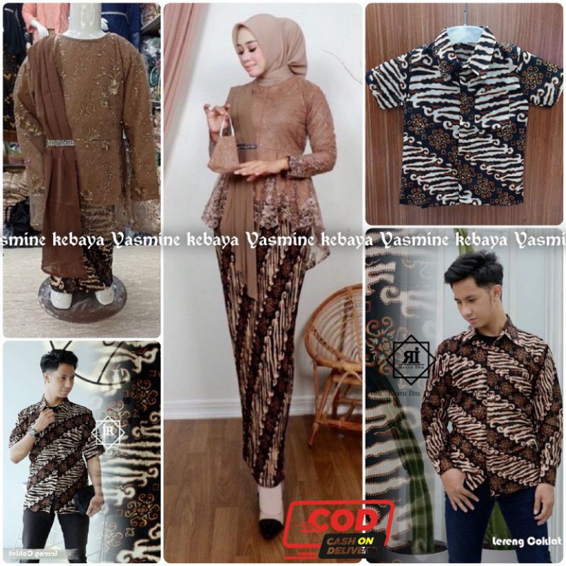 COUPLE KEBAYA AURORA SELENDANG SET KEMEJA BATIK MODERN / COUPLE AURORA SELENDANG KELUARGA  / AURORA 