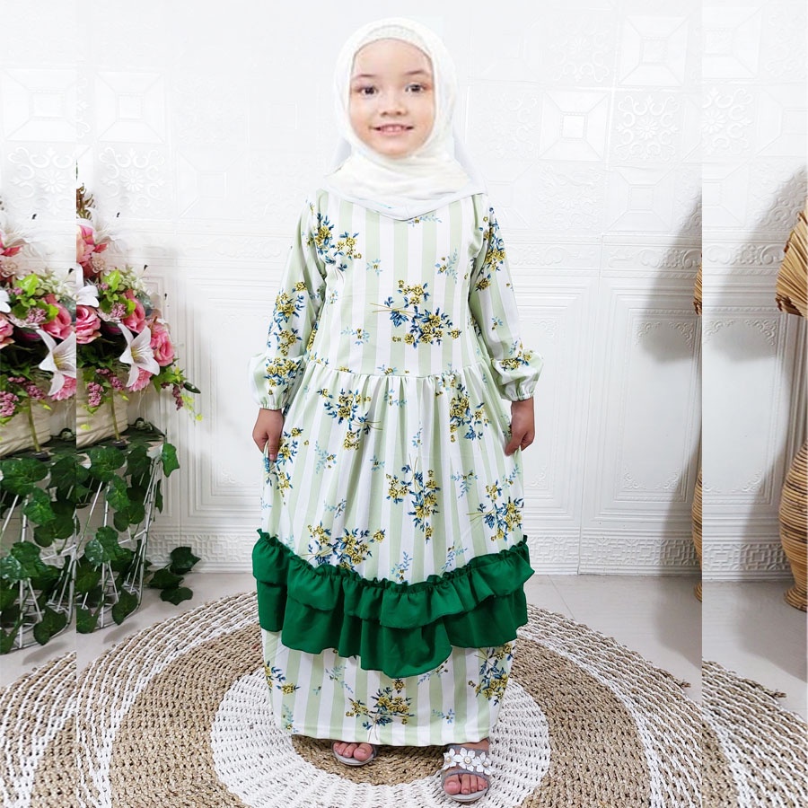 BUNGA NEBULA DRESS 2-12tahun GAMIS ANAK SYARI CANTIK GL FASHION