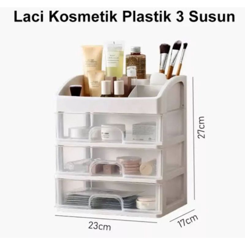 LACI KOSMETIK PLASTIK 3 SUSUN / LACI SERBAGUNA TEMPAT RIAS
