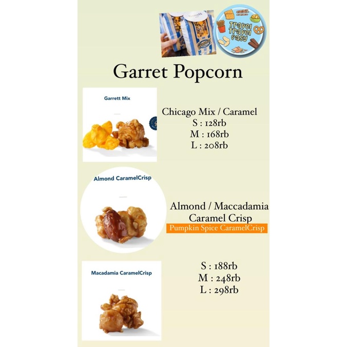 

PO Garrett Popcorn / Jastip Chicago Mix / Caramel / Maccadamia Almond