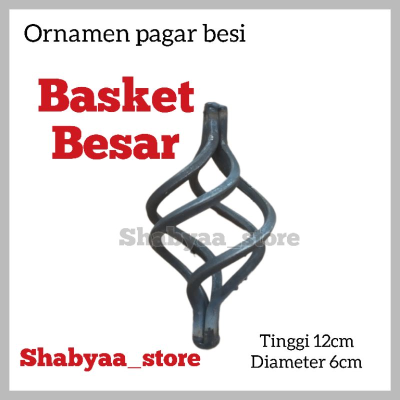 ornamen pagar besi Basket/Nanas ukuran besar