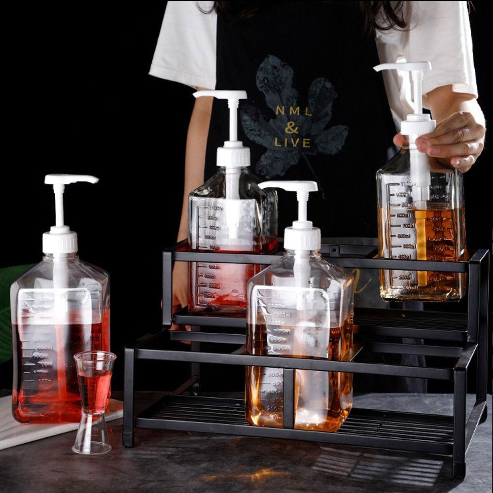 【 ELEGANT 】 Syrup Bottle Glass Multi Use with Hydraulic Pump Bathroom Refillable Softener Syrup Botol Penyimpanan Rumah