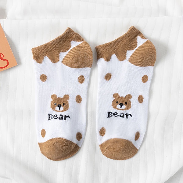 Kaos Kaki Ankle Pria Wanita Motif Beruang Cokelat / Kaus Kaki Pendek Brown Bear Socks Korean Fashion Import / TS-122