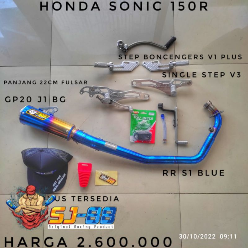 Knalpot sj88 sonic 150r paket ub v3 step v1 double step tipe rr s1 blue gp20 j1 bg