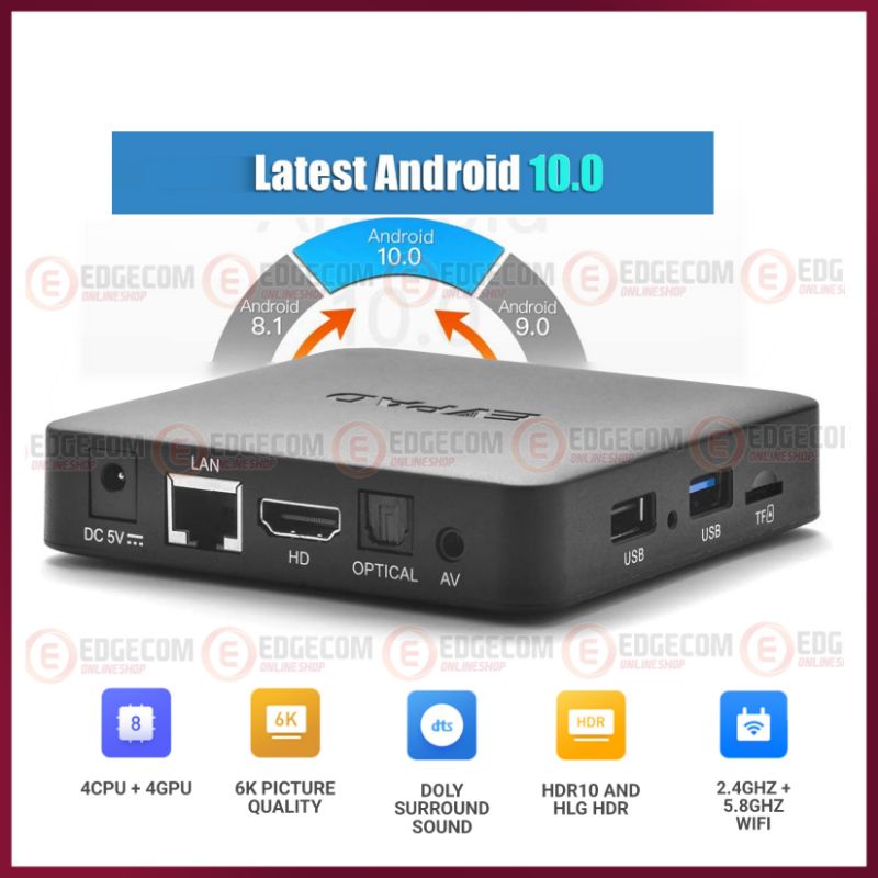 EVPAD 6P ANDROID TV BOX V 10 4GB+64GB 6K Versi Terbaru / SMART TV BOX