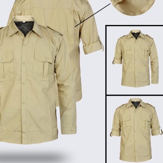 KEMEJA PDL LAPANGAN OUTDOR KEMEJA KERJA LENGAN PANJANG - Abu-abu, S