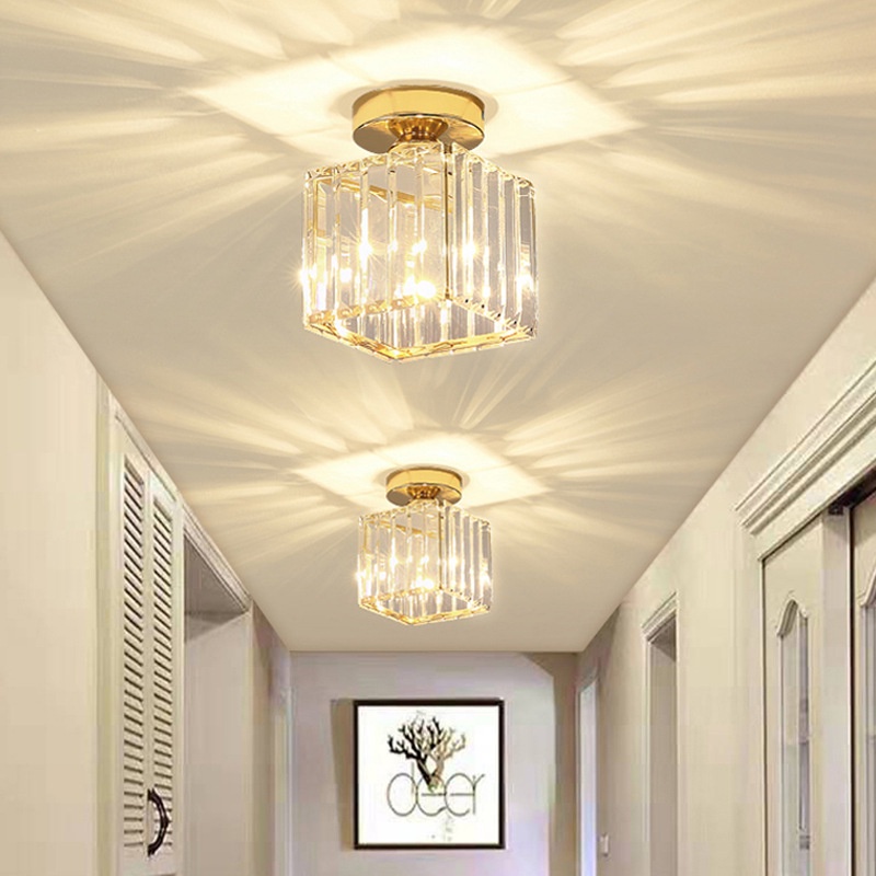 Home Lighting Lampu Plafon Lampu kristal plafon rumah Lampu ceiling kristal kotak modern crystal round ceiling lampu Lampu Hias Rumah