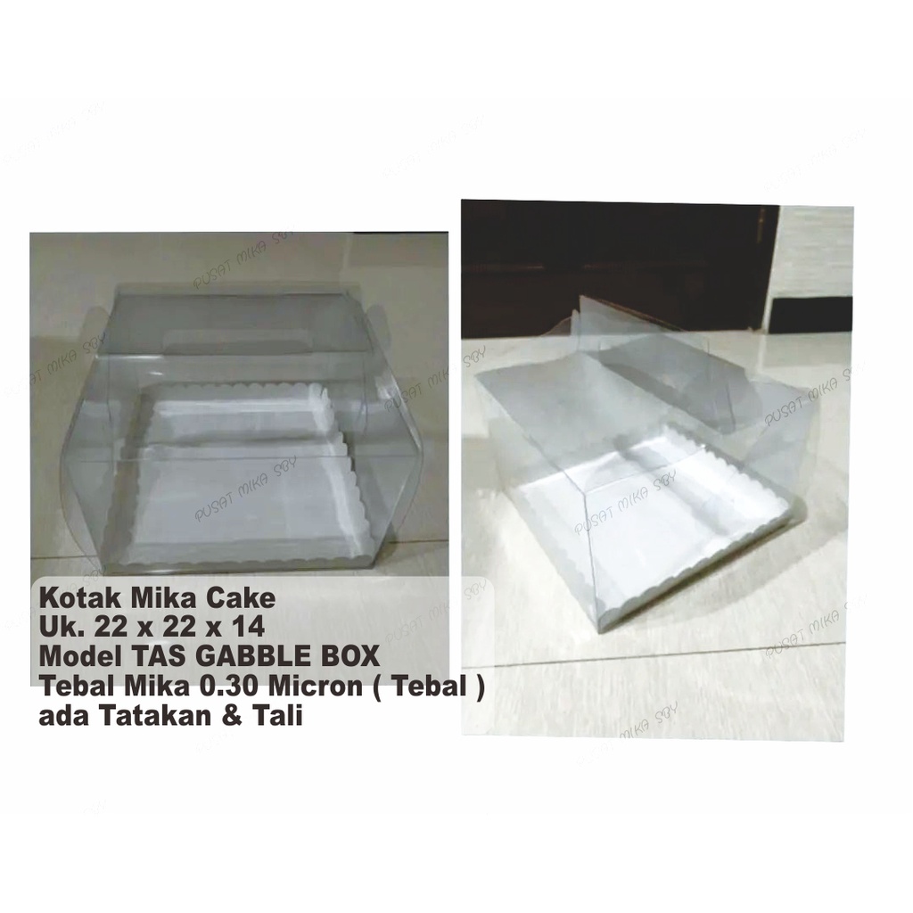 Kotak Mika Kemasan Cake Uk. 22 x 22 x 14 Model Gablebox ( 0.30 )