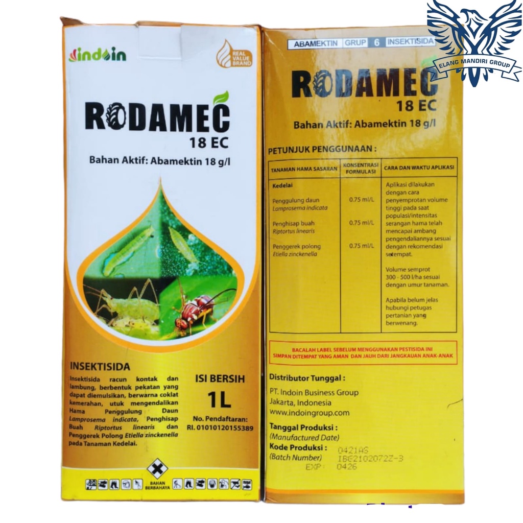 Rodamec 18EC 1L Bahan Aktif Abamektin 18g/l demolish abacel pembasmi hama ulat pada tanaman buah dan sayur