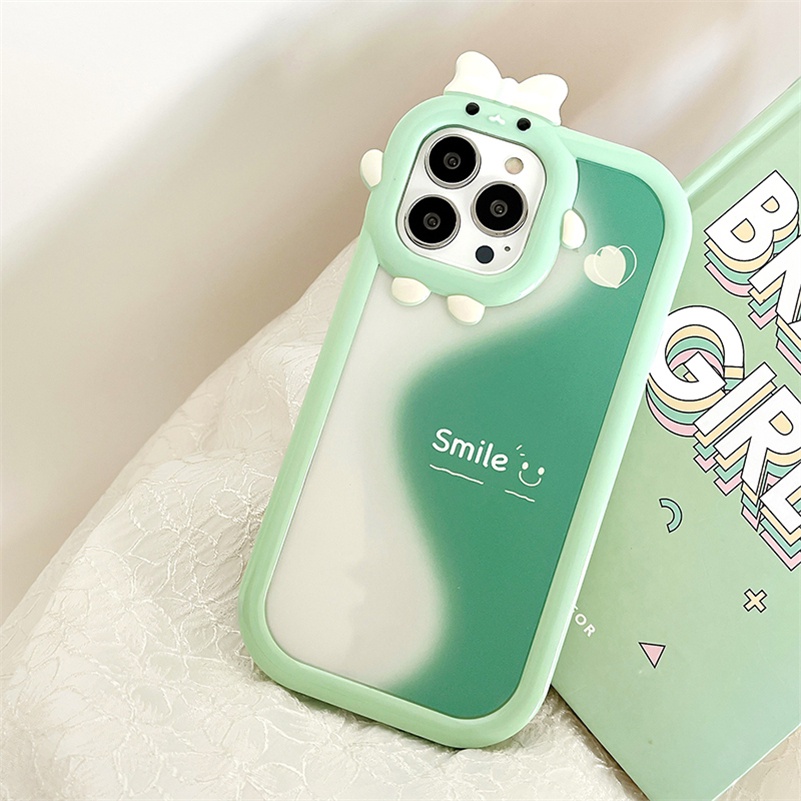 Soft Case Pelindung Lensa Desain Wajah Tersenyum Warna Gradasi Untuk iPhone 14 13 12 11 Pro Max X Xr Xs Max 7 8 6s Plus