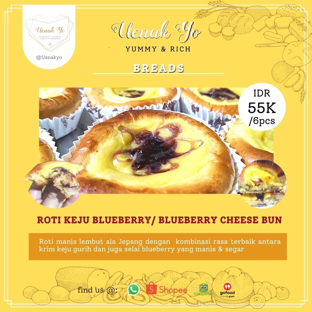 

Blueberry Cheese Bun HOMEMADE