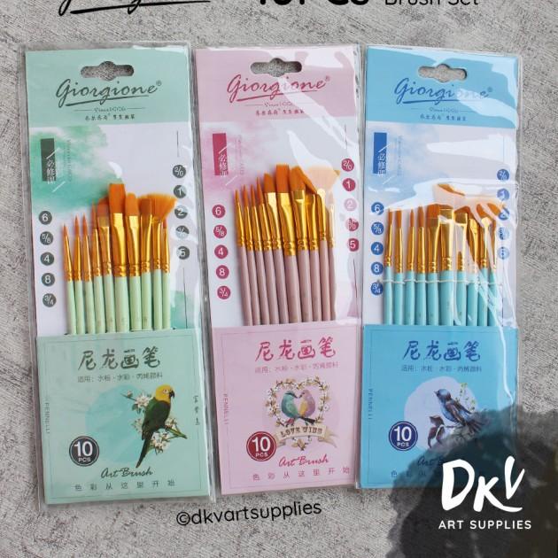 

Giorgione Brush Set G-188 | Kuas Lukis Set 10 Bird Series - Pink