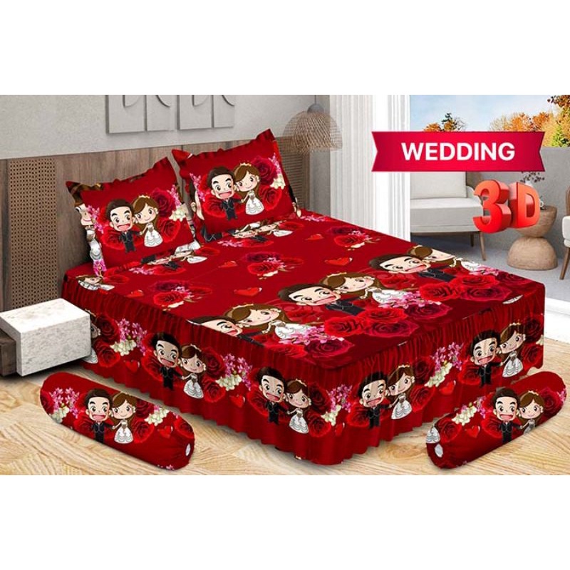 Obral Murah Bonus bantal hati New Sprei B2 Rumbai Bonita Wedding 180x200