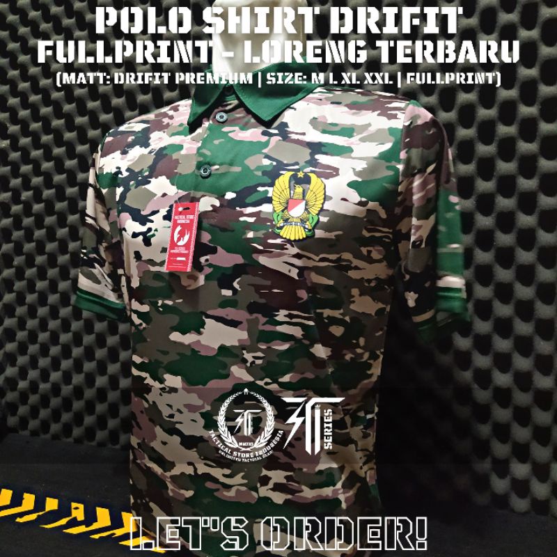 Polo Shirt Full Drifit Loreng NKRI - Kaos Loreng TNI AD Terbaru