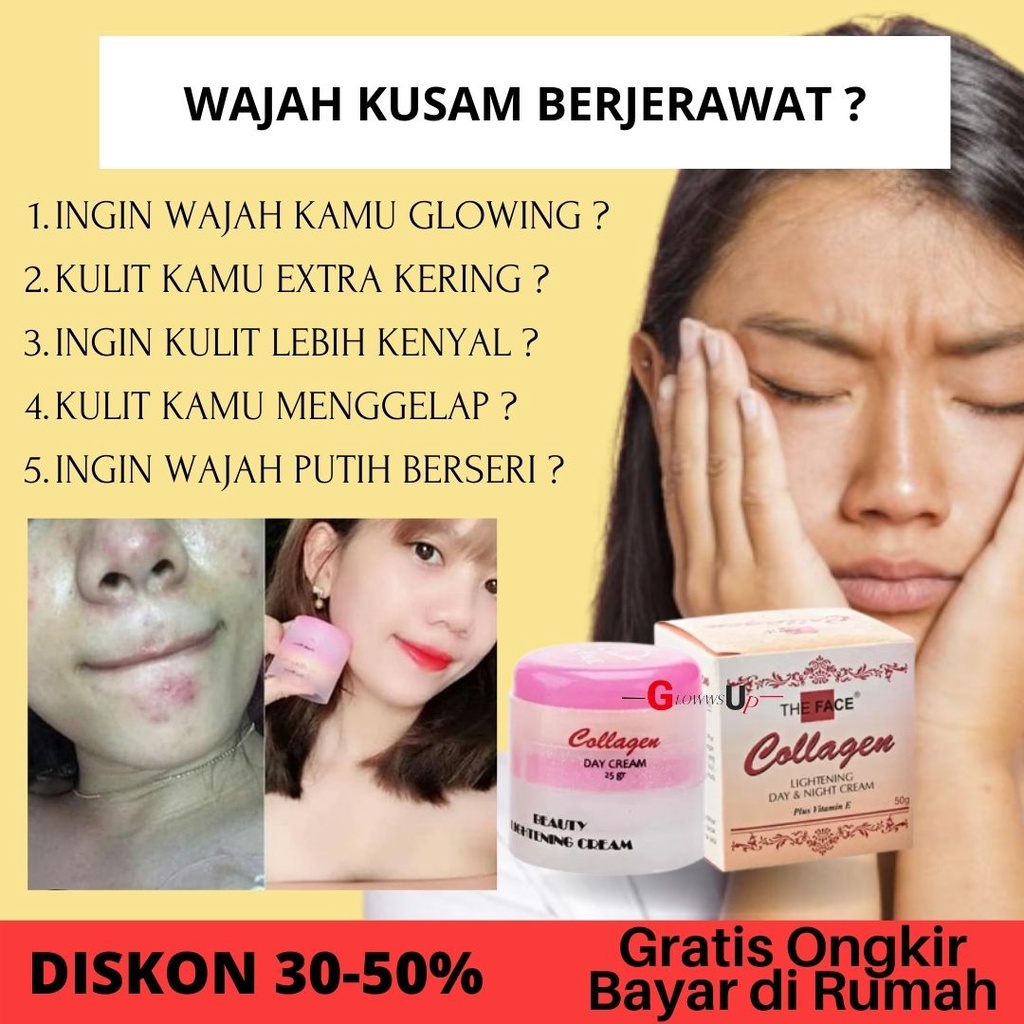 THE FACE Collagen Lightening Day &amp; Night Cream with Vitamin E Set 50gr