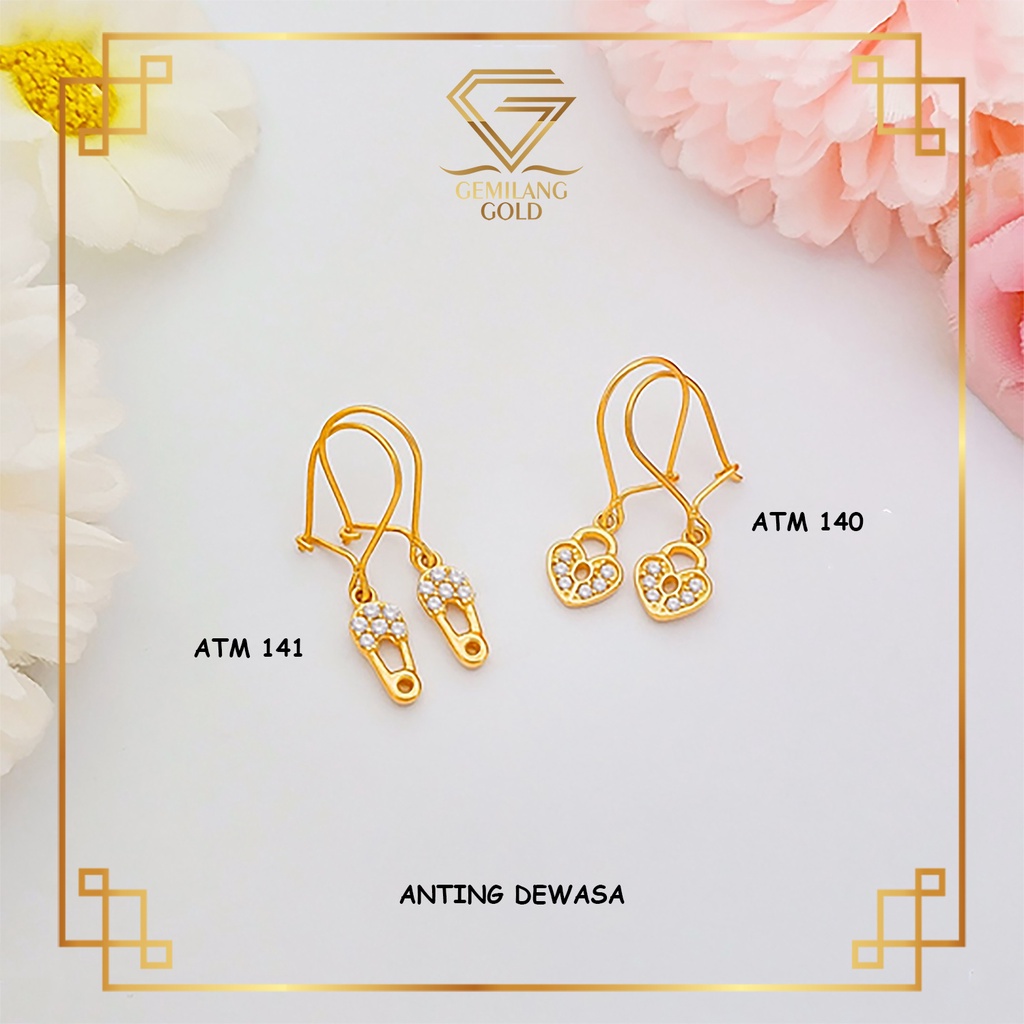ANTING EMAS MURAH KADAR 300 (6K) & 375 (8K) MODEL LOVE GEMBOK KUNCI FULL MATA DAN MODEL PENITI ANTIN