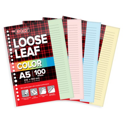 

Kertas Binder Big Boss Loose Leaf Color A5 100 Lembar