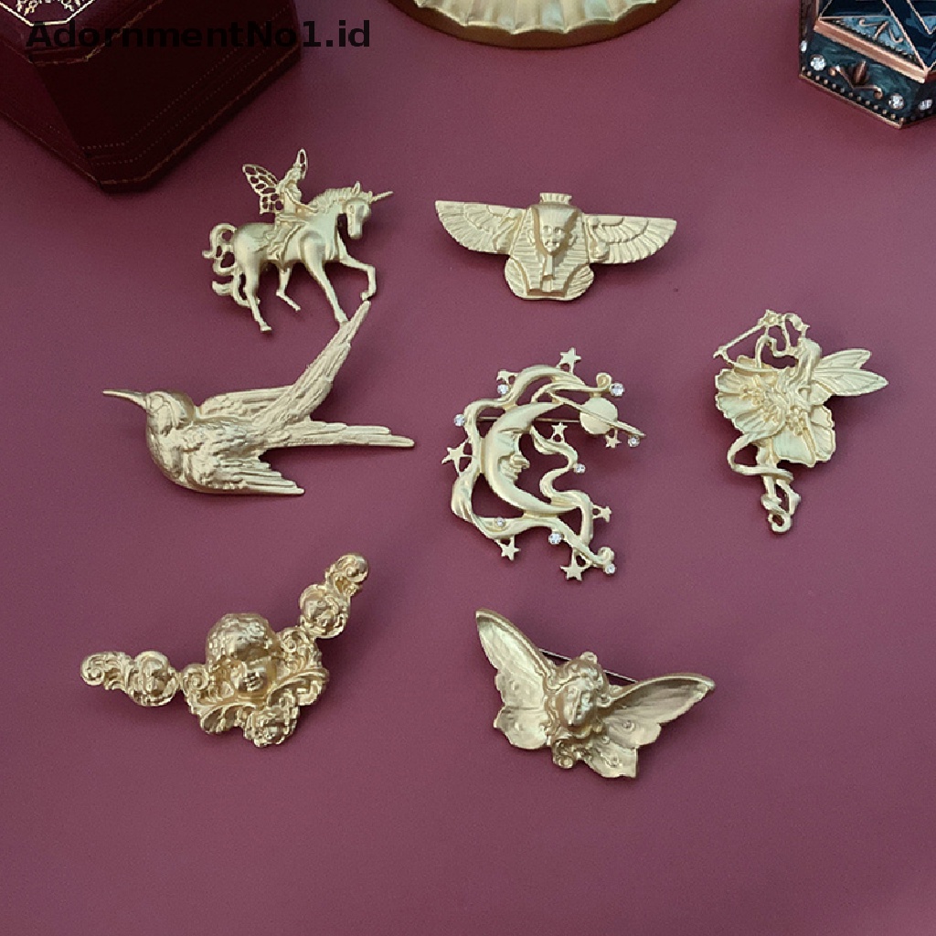 1 Pc Bros Pin Desain Sayap Malaikat Burung Butterfly Bahan Logam Warna Emas Gaya Vintage Eropa Amerika Serikat 1 Pc