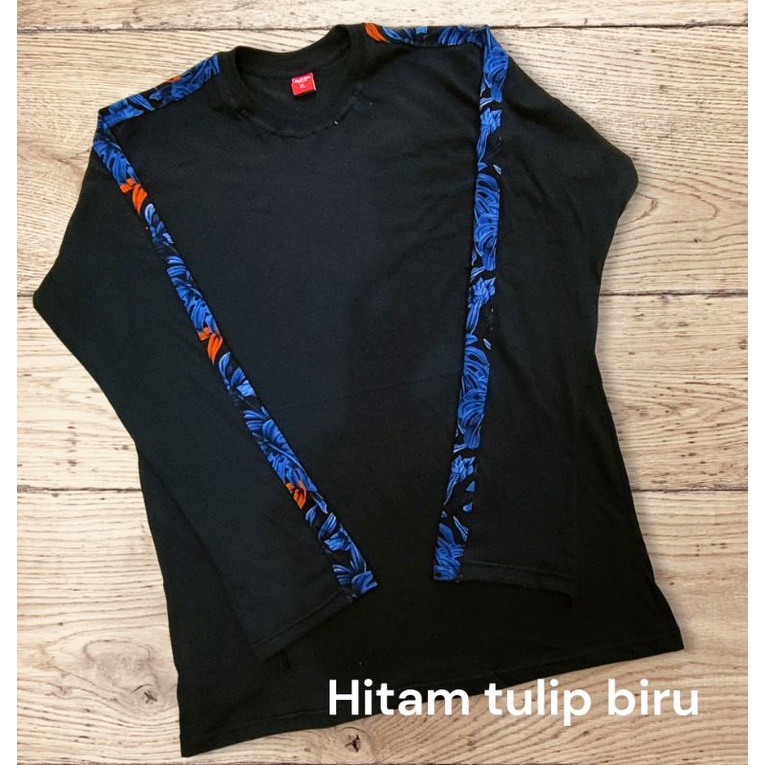 kaos kombinasi taping tulip lengan panjang