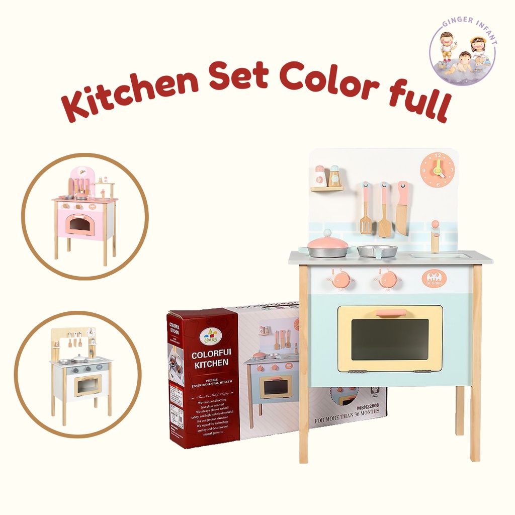 kitchen set colourful  mainan kitchen kayu mainan masak masakan anak by gingerinfant