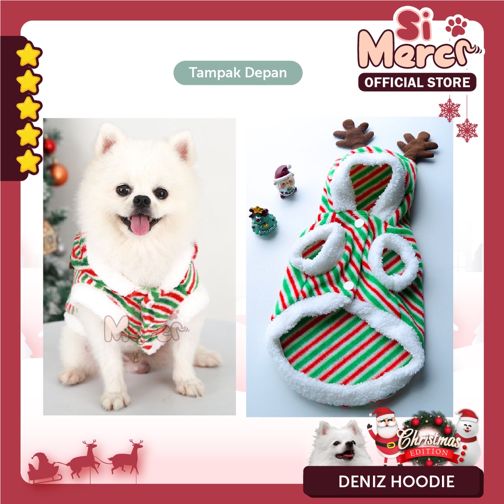 Baju Anjing Kucing Hewan Hoodie Natal / Baju Sweater Anjing Natal / Pet Clothes For Christmas Premium