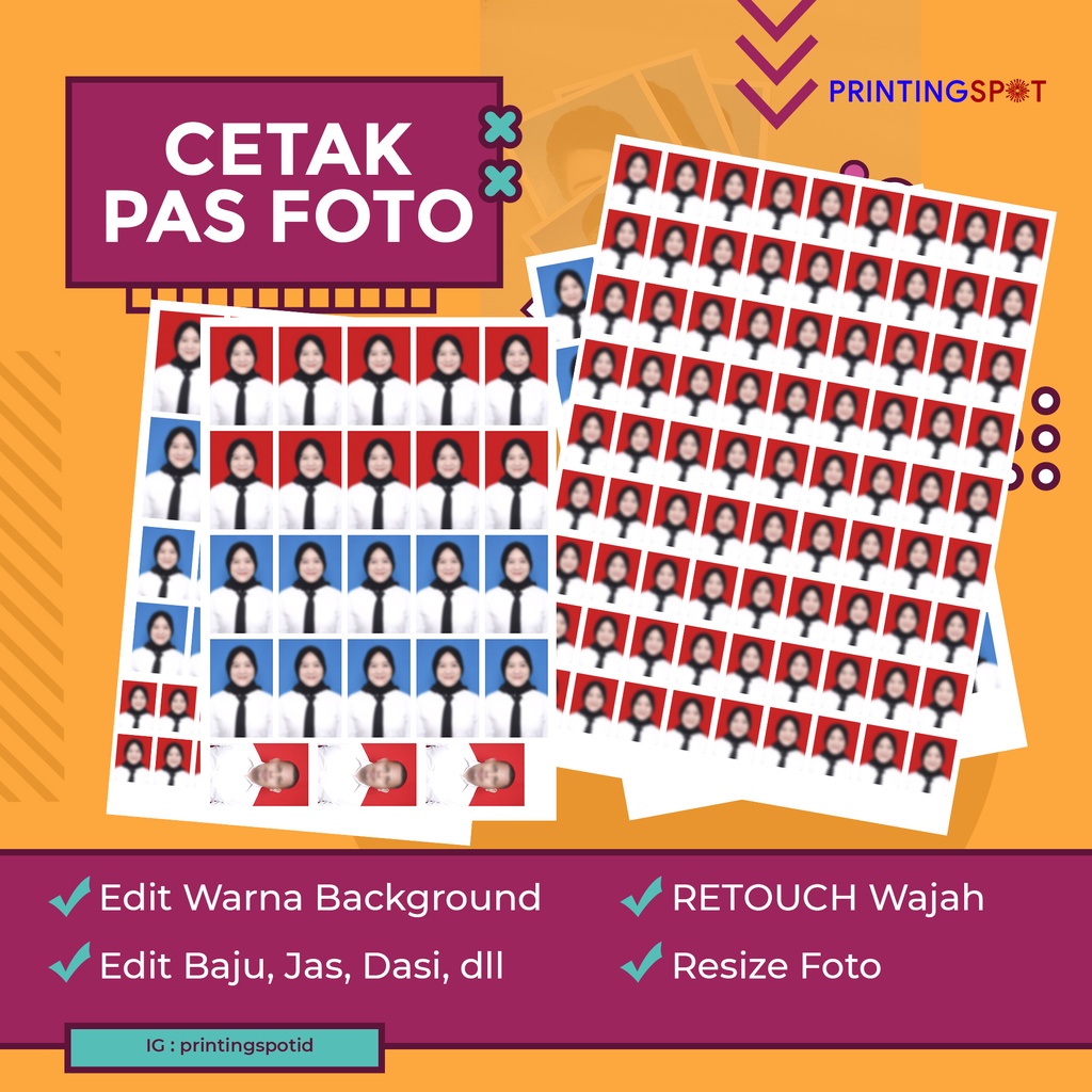 Jual Cetak Pas Foto 1 Lembar A4 / Jasa Cetak Pas Photo Murah / Paket