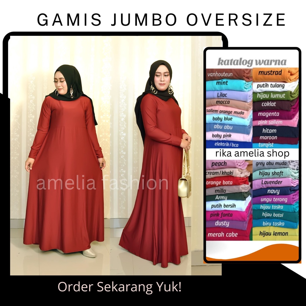 AMELIA FASHION - GAMIS JERSEY JUMBO OVERSIZE/GAMIS POLOS/DRESS TERBARU/MELAR/BIGSIZE/rika amelia ols