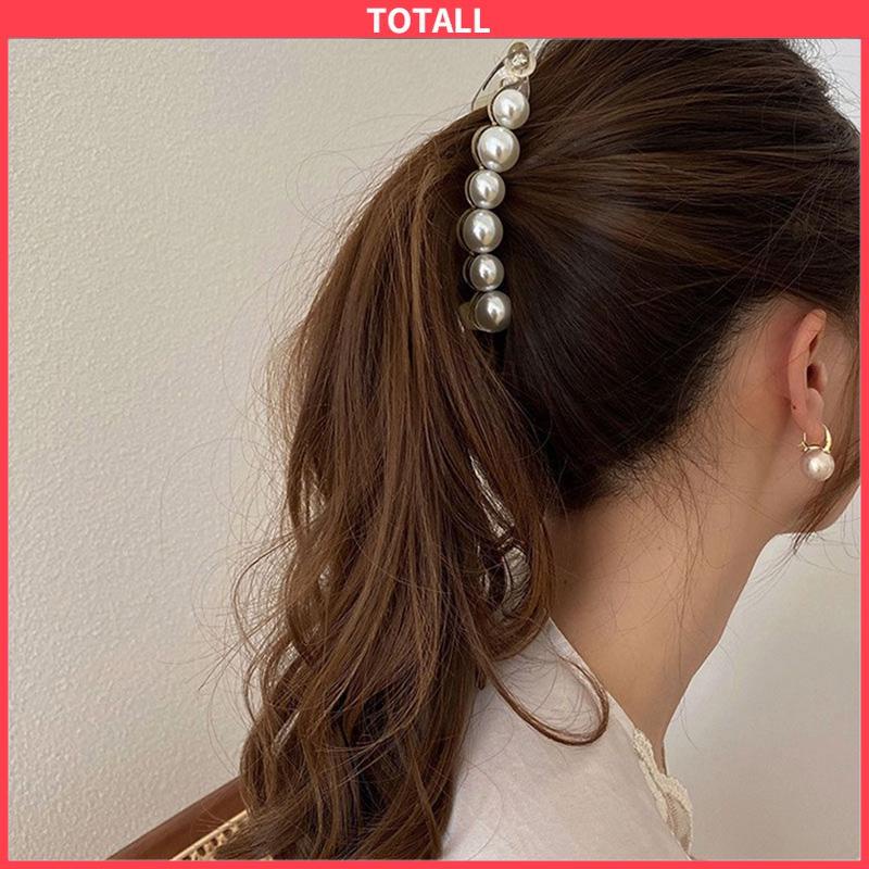 COD Jepit Rambut Pisang 10.5cm Mutiara Kristal Jepitan Ponytail  Salon Banana Ponytail Hair Claw Clips-Totall