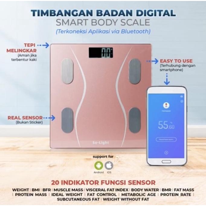 TIMBANGAN BODYFAT - TIMBANGAN BADAN SMART SCALE AKURAT - NO XIAOMI FG546DFFDG