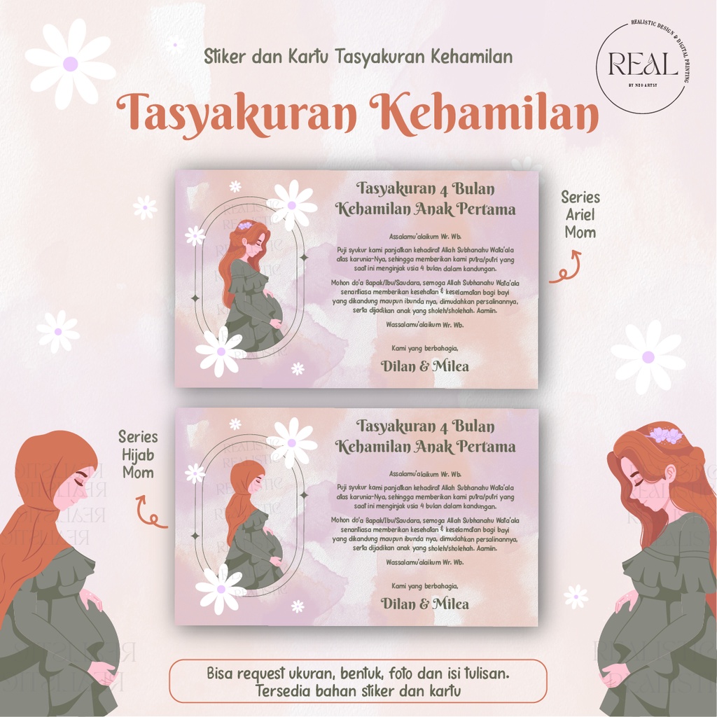 

Realistic - Stiker Kartu Syukuran 4 Bulanan Kehamilan Custom - Edisi 1