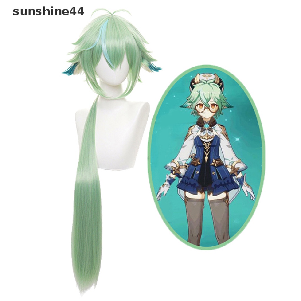 Sunshine Wig / Rambut Palsu Panjang 85cm Model Apel Hijau Untuk Cosplay Anime Halloween