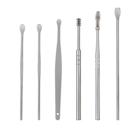 Alat Pembersih Telinga Korek Kuping Ear Wax Picker 1 Set 6 PCS Stainless Steel