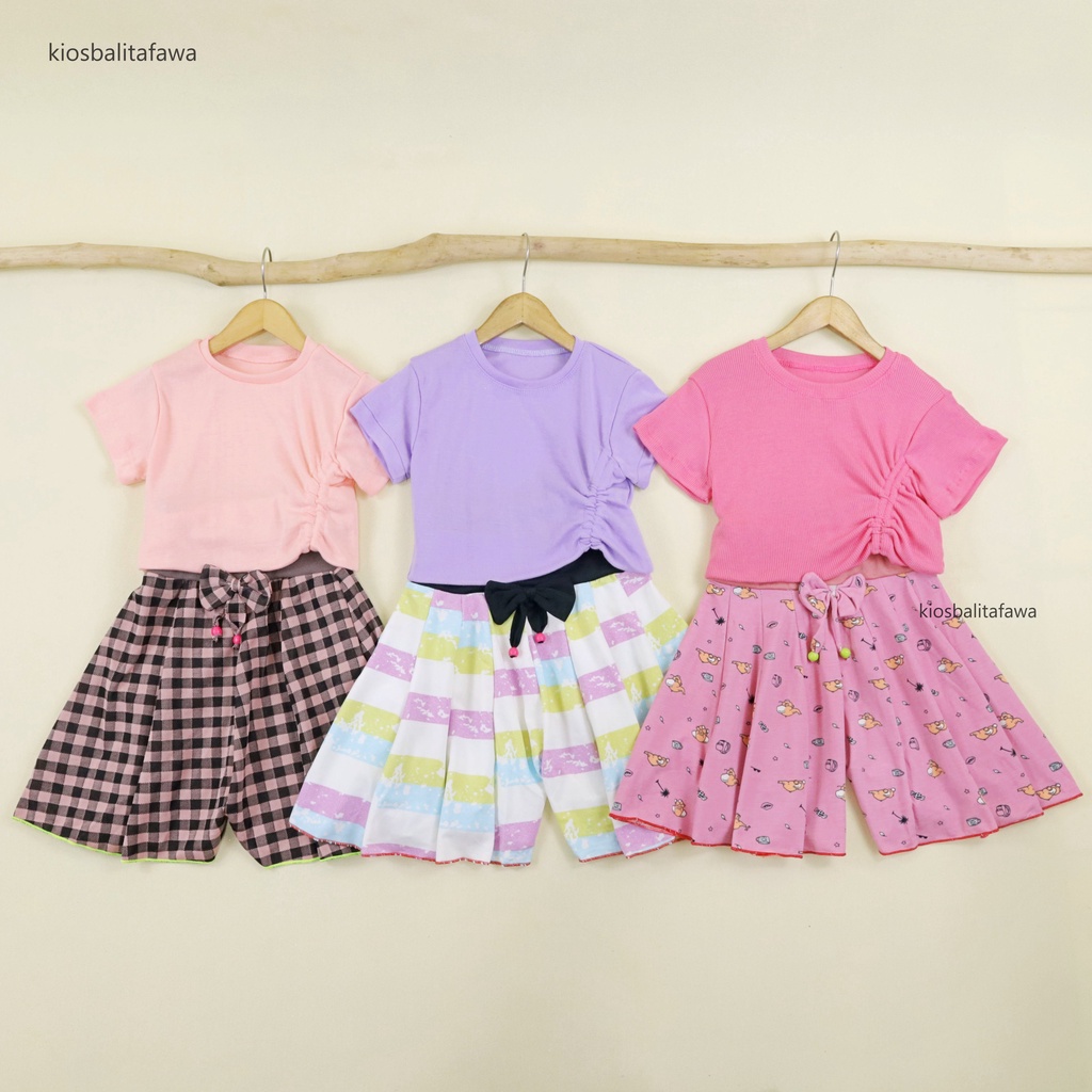 Setelan Mixed Berry uk 2-5 Tahun / Set Kaos Knit Anak Perempuan Baju Serut Anak Cewek Rok Celana Balita 2-5 Years Babycinnamon